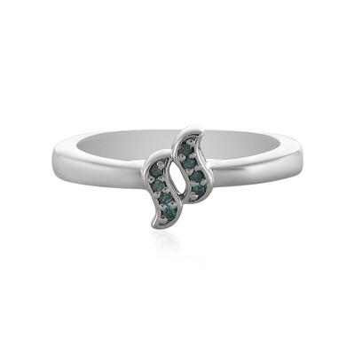Anello in argento con Diamante Blu I2