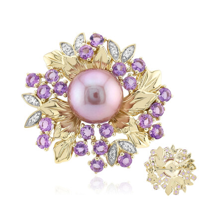 Spilla in argento con Perla Ming Porpora (TPC)