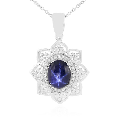 Collana in argento con Zaffiro Stellato Blu