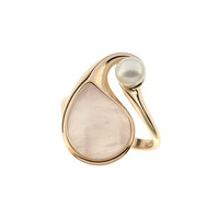 Anello placcato in oro con Quarzo Rosa