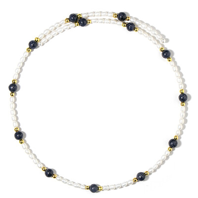 Collana rigida in acciaio con Ematite Dorata (Riya)