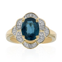 Anello in oro con Cianite Blu Foglia di Tè