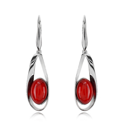 Orecchini in argento con Ambra Rossa Colombiana (dagen)