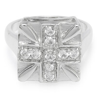 Anello da uomo in argento con Zaffiro Bianco