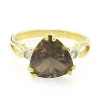 Anello placcato in oro con Quarzo Fumè