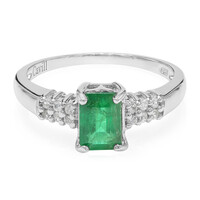 Anello placcato in platino con Smeraldo Bahia