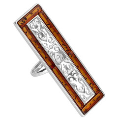 Anello in argento con Ambra Baltica