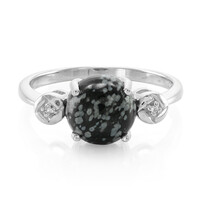 Anello in argento con Ossidiana Fiocco di Neve