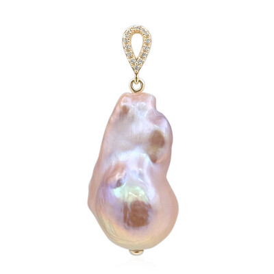 Ciondolo in oro con Perla d'Acqua Dolce Porpora