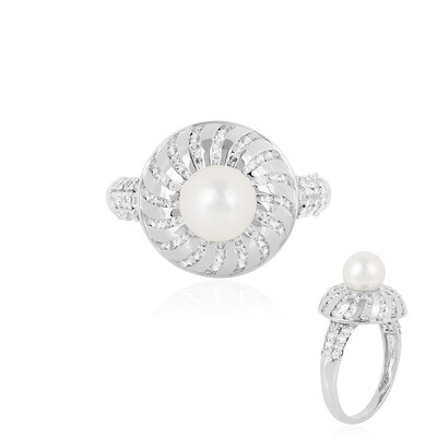 Anello in argento con Perla d'Acqua Dolce Bianca (de Melo)
