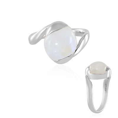 Anello in argento con Pietra di Luna Arcobaleno (KM by Juwelo)
