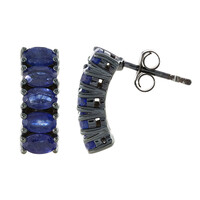 Orecchini in argento con Zaffiro Blu del Madagascar