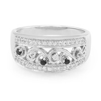 Anello in argento con Zaffiro Bianco e Spinello Nero