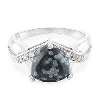 Anello in argento con Ossidiana Fiocco di Neve