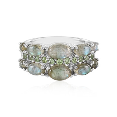 Anello in argento con Labradorite Verde Maniry (KM by Juwelo)