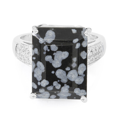 Anello in argento con Ossidiana Fiocco di Neve