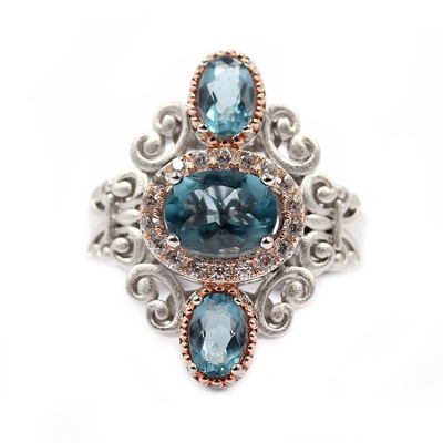 Anello in argento con Fluorite Blu Caraibico  (Dallas Prince Designs)