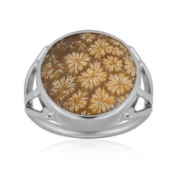 Anello in argento con Corallo Pietrificato (Bali Barong)