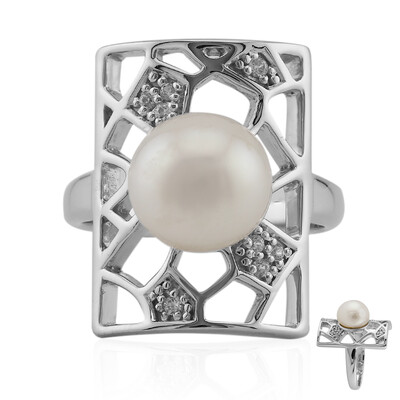 Anello in argento con Perla di Acqua Dolce (TPC)