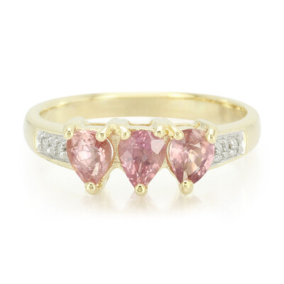 Anello in oro con Zaffiro Padparadscha (non riscaldato)