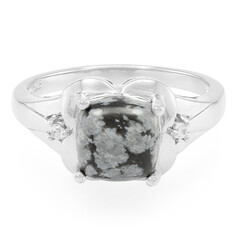 Anello in argento con Ossidiana Fiocco di Neve