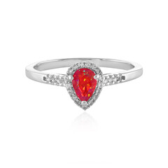 Anello in argento con Opale Rosso dell'Etiopia