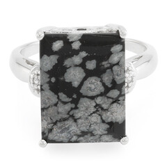 Anello in argento con Ossidiana Fiocco di Neve