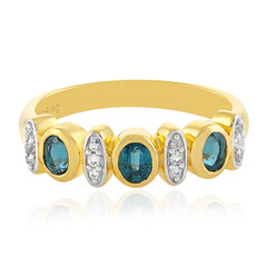 Anello in argento con Cianite Blu Foglia di Tè