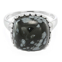 Anello in argento con Ossidiana Fiocco di Neve
