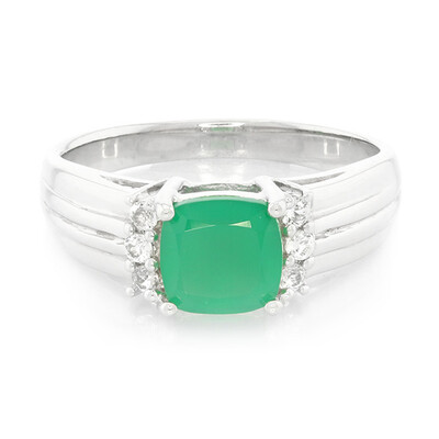 Anello da uomo in argento con Calcedonio Verde