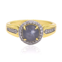 Anello in oro con Zaffiro Stellato Blu Argento