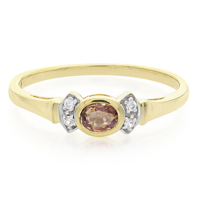 Anello placcato in oro con Zaffiro Padparadscha
