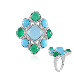 Anello in argento con Calcedonio Blu