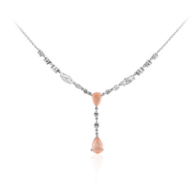Collana in argento con Quarzo pesca pastello