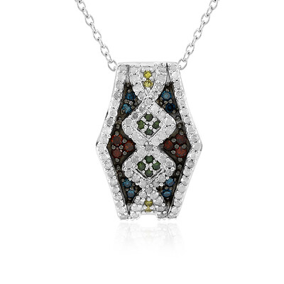 Collana in argento con Diamante Rosso I4