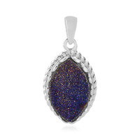 Ciondolo in argento con Agata Glitter Blu Cobalto