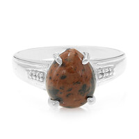 Anello in argento con Ossidiana Mogano