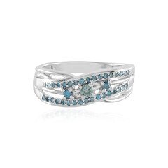 Anello in argento con Diamante Blu I2