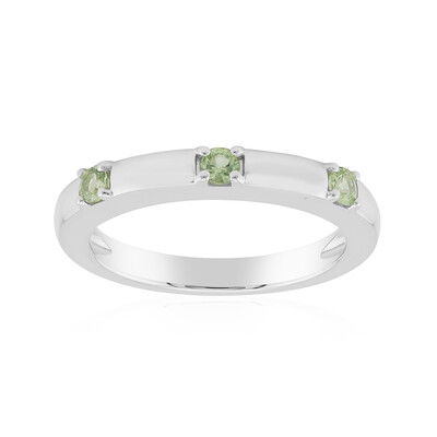 Anello in argento con Zaffiro Verde di Tuléar  (Pallanova)