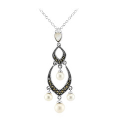 Collana in argento con Perla d'Acqua Dolce Bianca