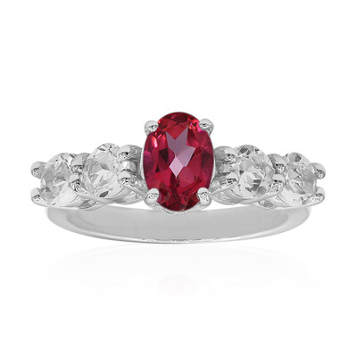 Anello in argento con Topazio Mistico Rosa Acceso