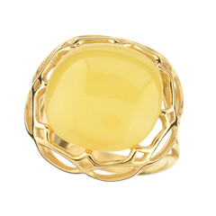 Anello in argento con Ambra Milky Baltica