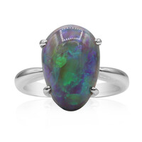 Anello in platino con Opale Nero di Lightning Ridge (CIRARI)