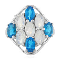 Anello in argento con Pietra di Luna Arcobaleno