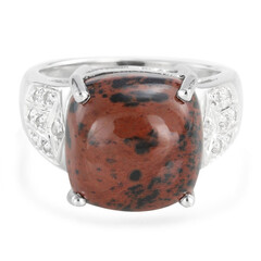 Anello in argento con Ossidiana Mogano