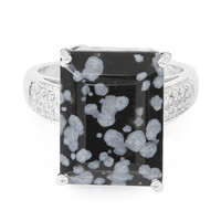 Anello in argento con Ossidiana Fiocco di Neve