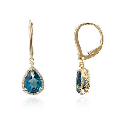 Orecchini in oro con Topazio Blu Londra