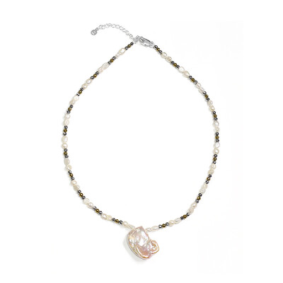 Collana in argento con Perla Keshi (TPC)