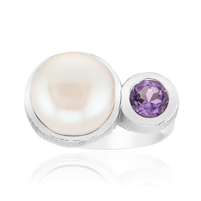 Anello in argento con Perla d'Acqua Dolce Bianca (Michelle Albala)