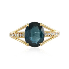 Anello in argento con Cianite Blu Foglia di Tè